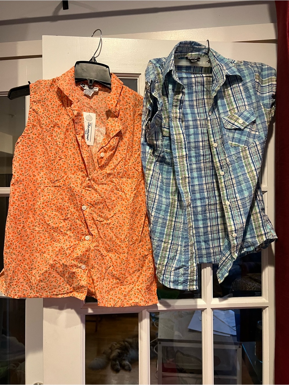 Cherokee Orange Floral Sleeveless Button-Front Blouse set of 2